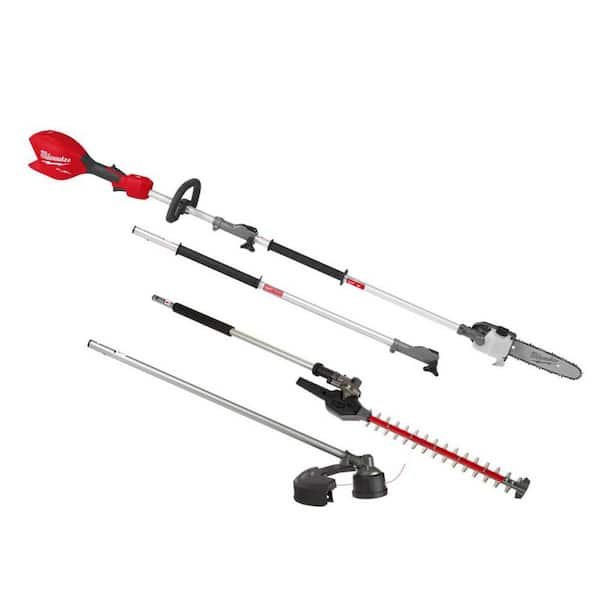 Milwaukee M18 FUEL 18V 10 in. Brushless Cordless Battery Powered QUIK-LOK Pole Saw w/ String Trimmer & Hedge Trimmer Attachments 3016-20PS-49-16-2717-49-16-2719