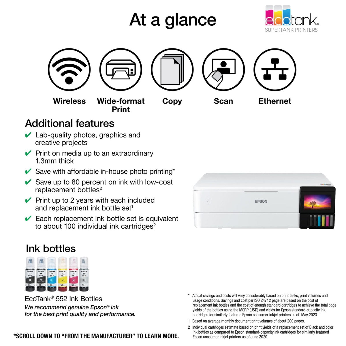 Epson – EcoTank Photo ET-8550 All-in-One Wide-format Supertank Printer – White