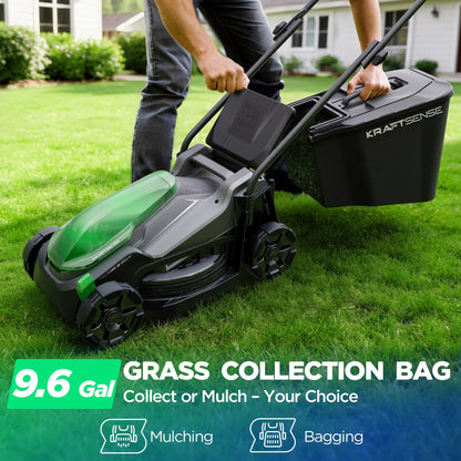 Kraftsense U20X Slim 40V Brushless Cordless Lawn Mower 14" with 2 x 5.0Ah Batteries