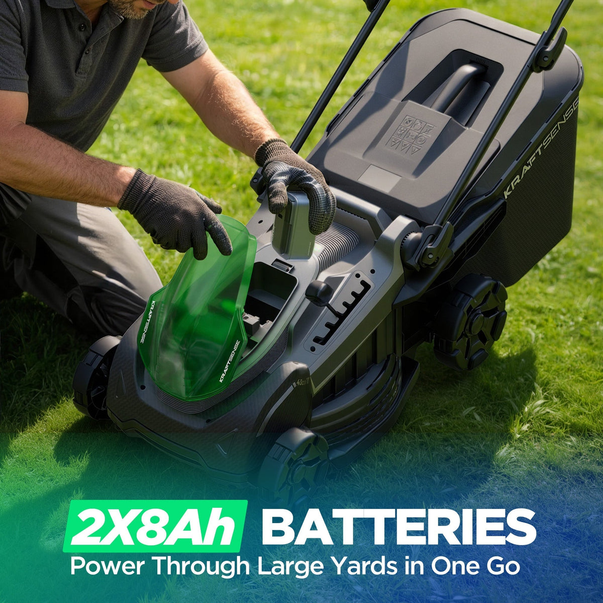 Kraftsense U20X Slim 40V Brushless Self-Propelled Cordless Lawn Mower 18" with 2×5.0Ah Batteries