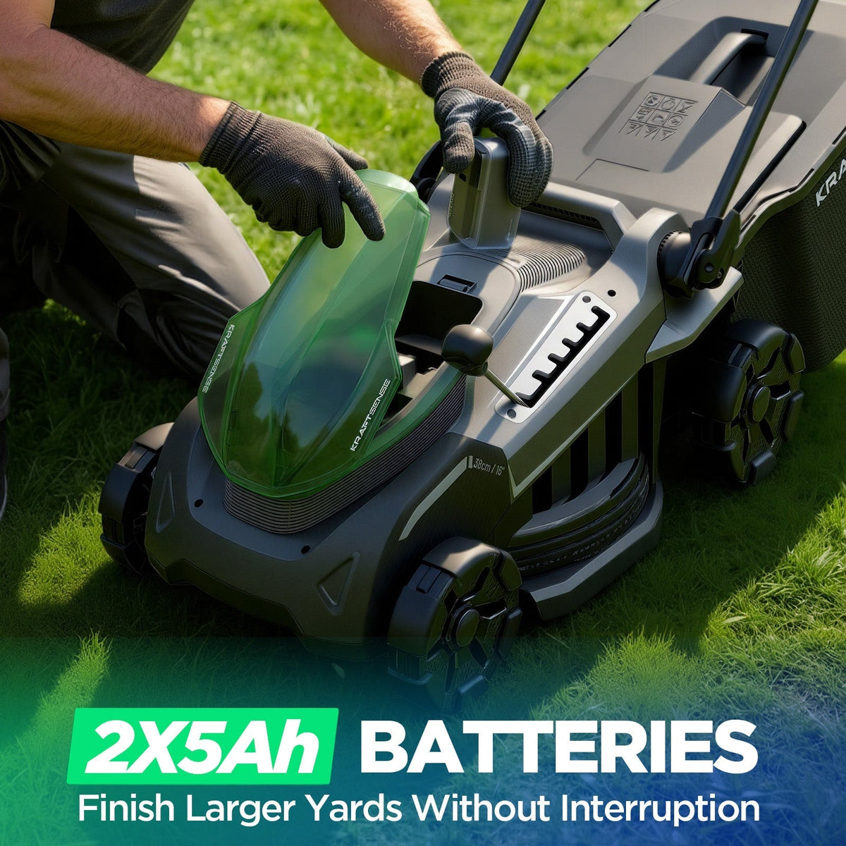Kraftsense U20X Slim 40V Brushless Cordless Lawn Mower 16