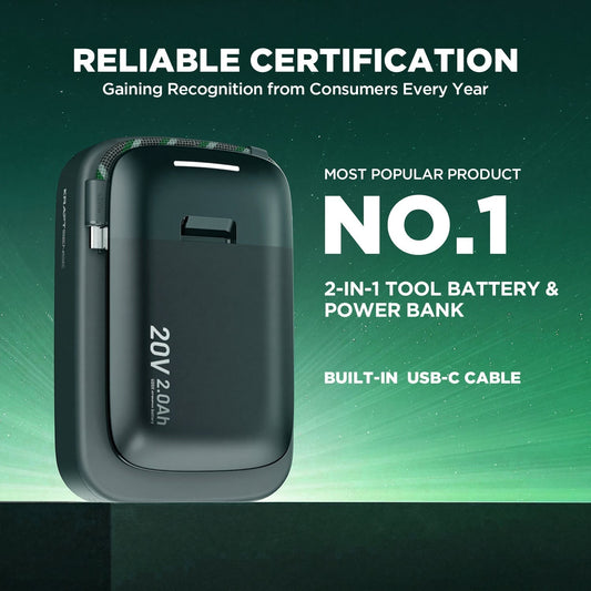$9.99 Limited Time Offer|Kraftsense U20X  Slim 20V 2-in-1 Tool Battery & Power Bank 2.0Ah