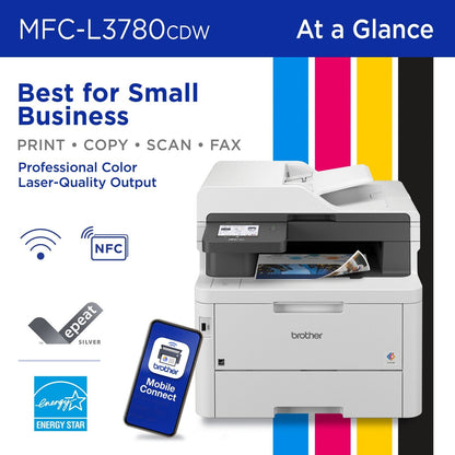 Brother – MFC-L3780CDW Wireless Digital Color All-in-One Printer with Laser Quality Output, Great for Business – White