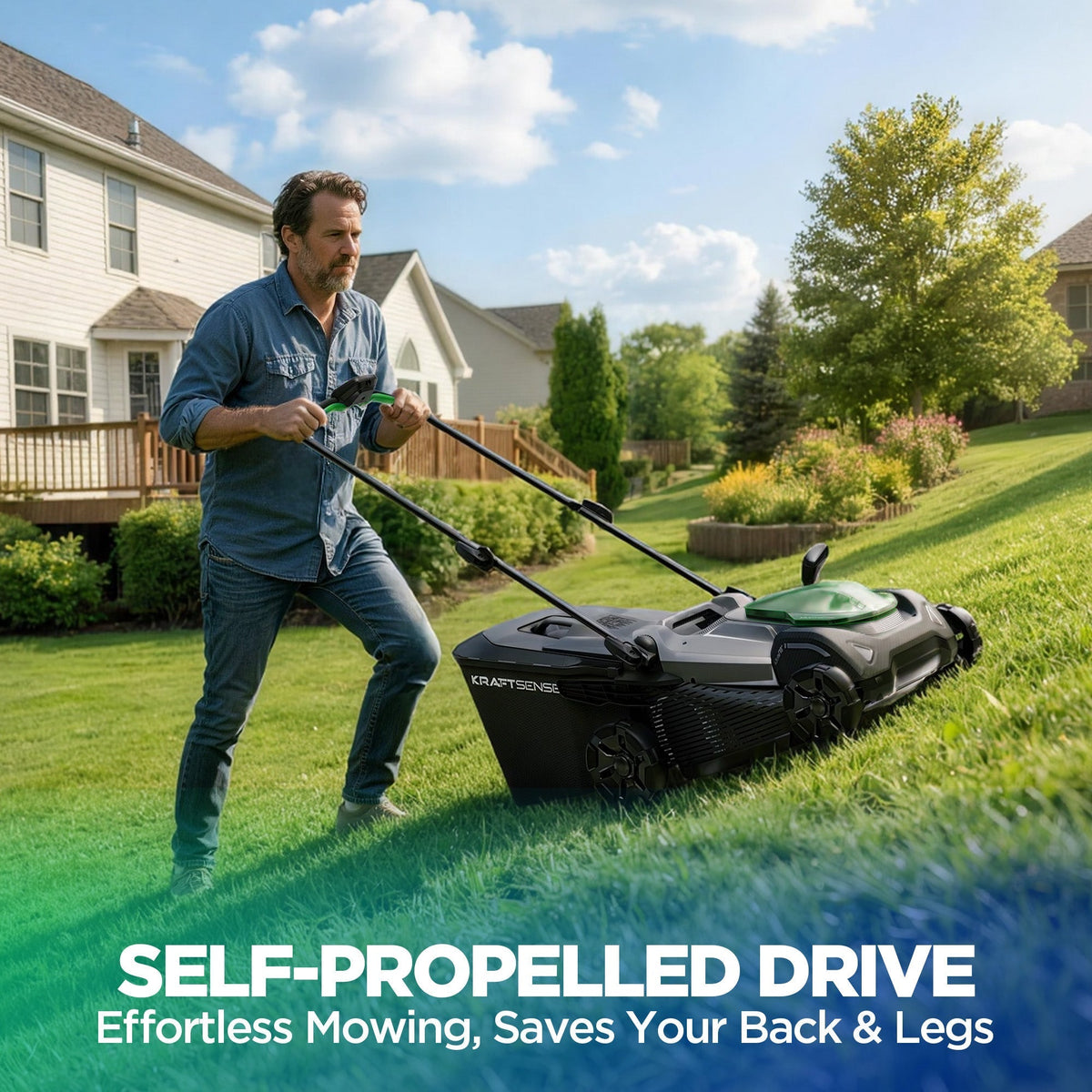 Kraftsense U20X Slim 40V Brushless Self-Propelled Cordless Lawn Mower 18