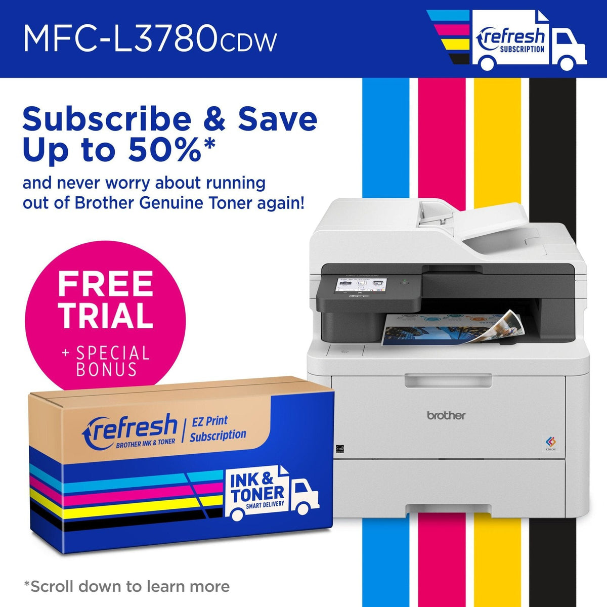 Brother – MFC-L3780CDW Wireless Digital Color All-in-One Printer with Laser Quality Output, Great for Business – White