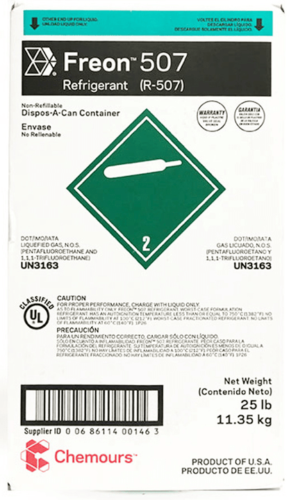 25 lbs R-507 Refrigerant, Commercial Refrigeration