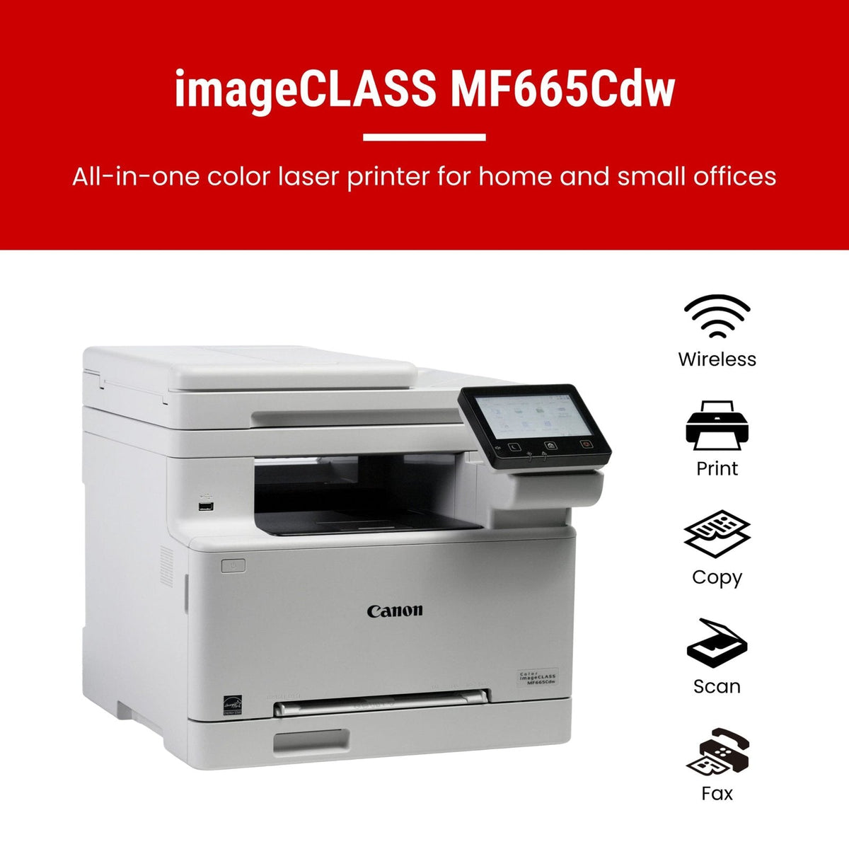 Canon – imageCLASS MF665Cdw Wireless Duplex Color All-In-One Laser Printer with Fax and 50-Sheet ADF – White