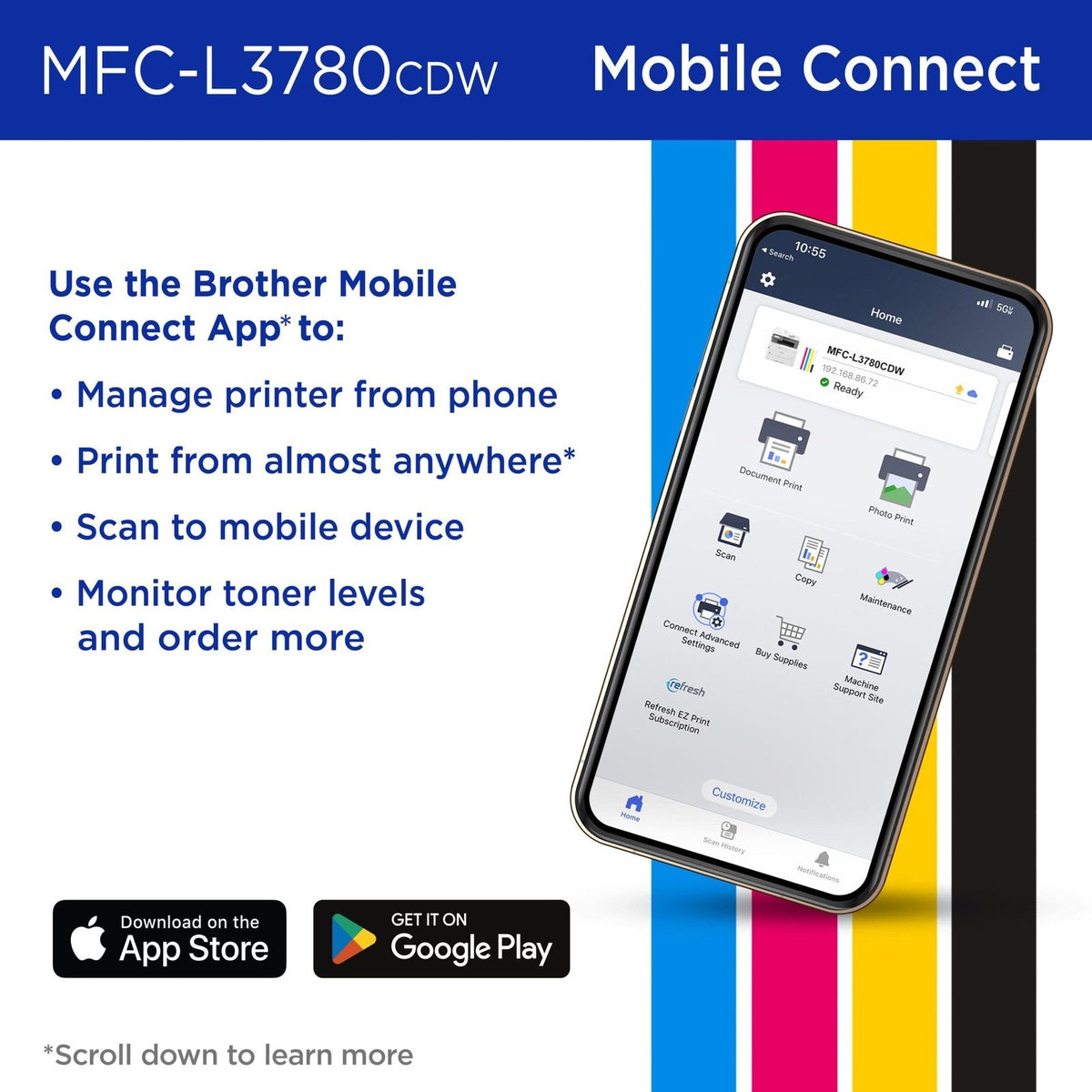 Brother – MFC-L3780CDW Wireless Digital Color All-in-One Printer with Laser Quality Output, Great for Business – White