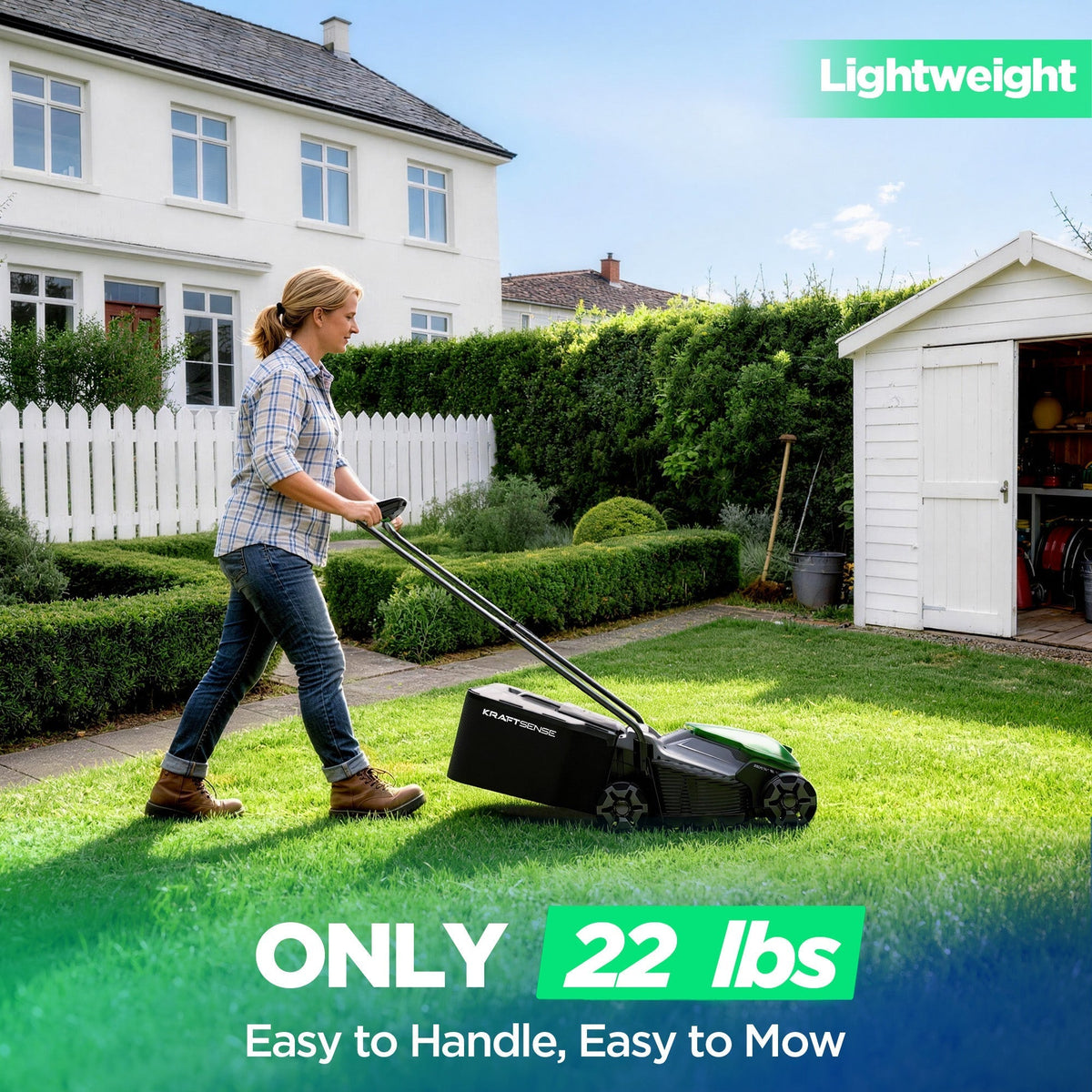 Kraftsense U20X Slim 40V Brushless Cordless Lawn Mower 14" with 2 x 5.0Ah Batteries