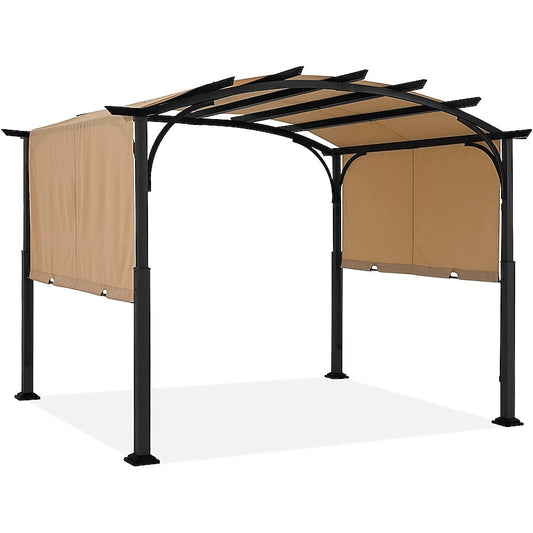 ABCCANOPY 8-ft W x 8-ft L Beige Metal Freestanding Pergola with Canopy