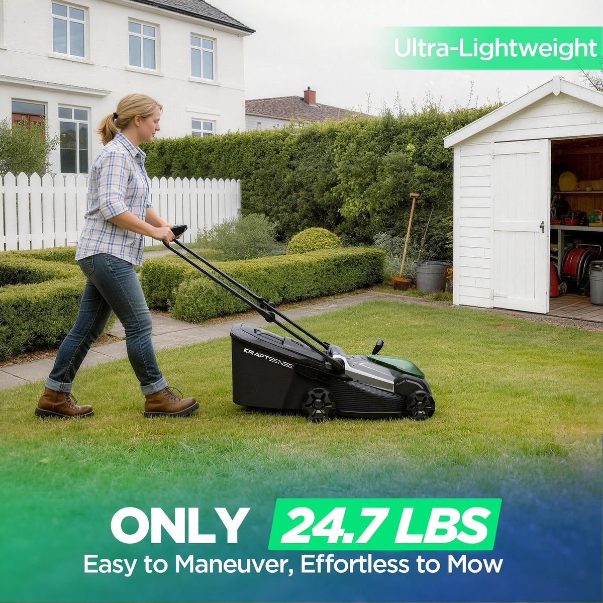 Kraftsense U20X Slim 40V Brushless Cordless Lawn Mower 18