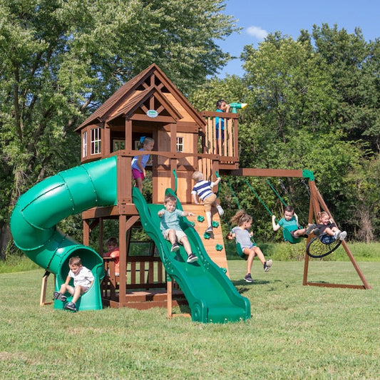 Backyard Discovery Skyfort with Tube Slide Residential Wood Playset