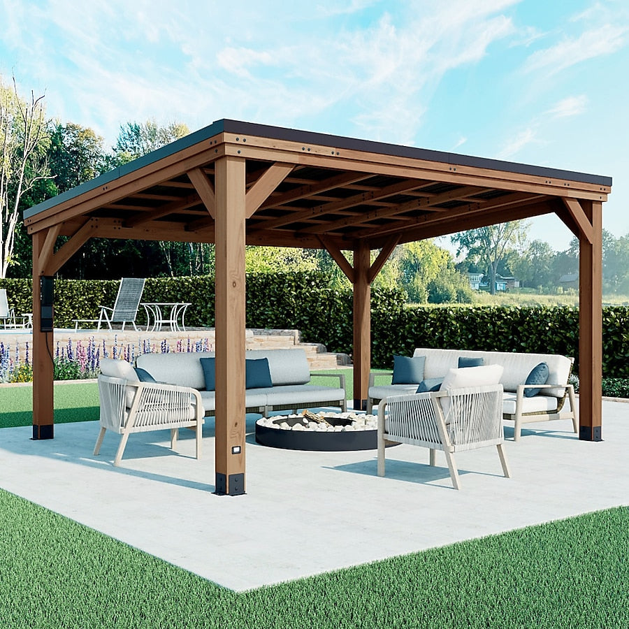 Backyard Discovery Arcadia 12-ft x 14-ft Hardtop Roof Steel Gazebo