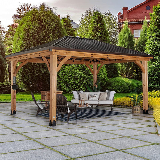 Backyard Discovery Barrington 16-ft x 12-ft Hardtop Roof Steel Gazebo