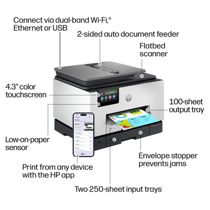 HP – OfficeJet Pro 9135 Wireless All-in-One Inkjet Printer, Scanner, Copier, AI-Enabled with 3 Months of Instant Ink – White