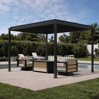 Mirador Modern 10-ft W x 12-ft L Charcoal Metal Freestanding Pergola with Canopy
