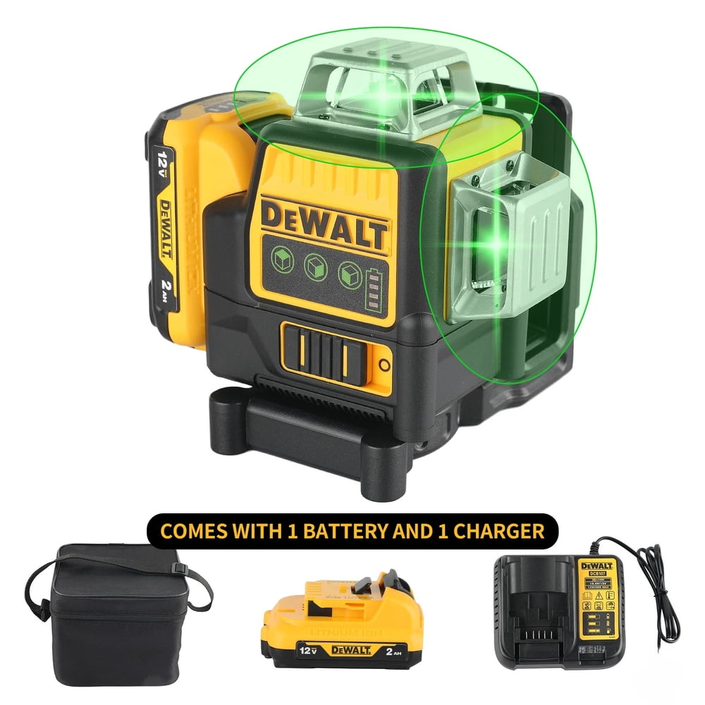 DEWALT Green Beam 3 Spot Laser Level, ±1/8 in. Accuracy at 30 ft., Self-Leveling with Magnetic Bracket – DW083CG