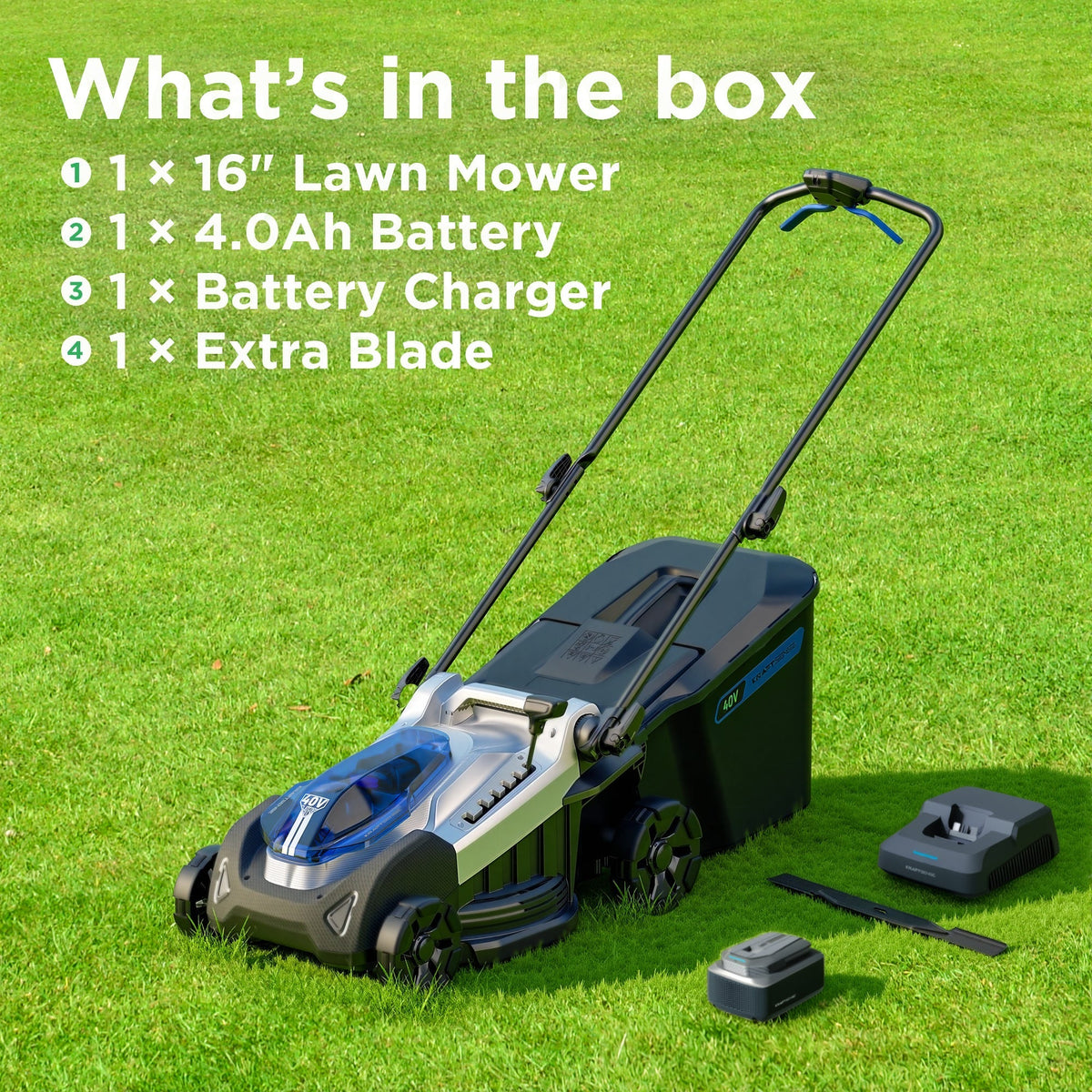 KraftSense U40X 40V Brushless Cordless 16-Inch Lawn Mower