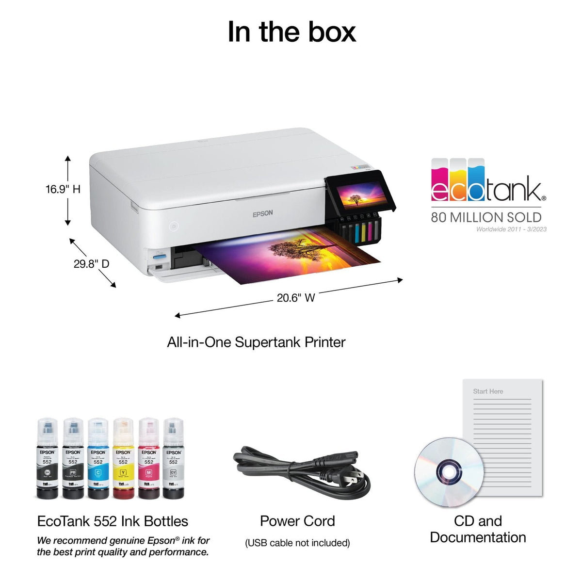 Epson – EcoTank Photo ET-8550 All-in-One Wide-format Supertank Printer – White