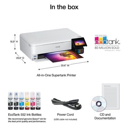 Epson – EcoTank Photo ET-8550 All-in-One Wide-format Supertank Printer – White
