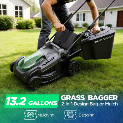 Kraftsense U20X Slim 40V Brushless Cordless Lawn Mower 18" with 2 x 5.0Ah Batteries