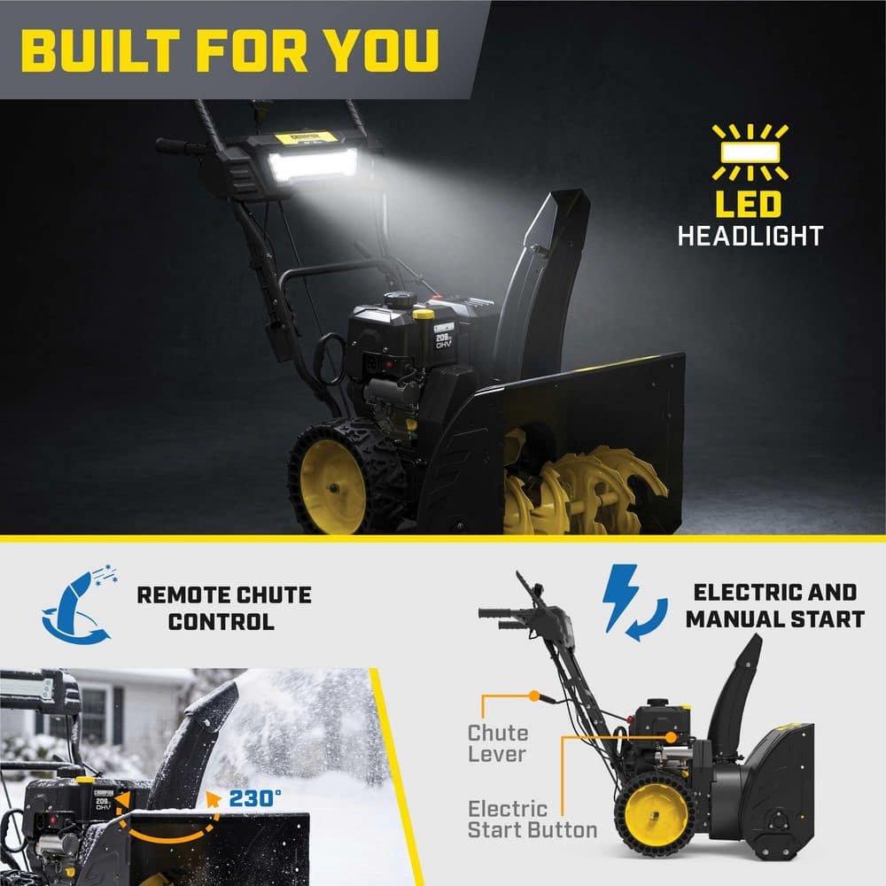 Champion Power Equipment 24 in. 209cc Electric Start 2-Stage Self-Propelled Gas Snow Blower with EZ Turn, LED Headlight and Chute Control 201327