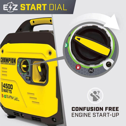 Champion Power Equipment 4500/3250-Watt Recoil Start Gasoline/Propane Powered Dual Fuel Inverter Generator with Quiet Technology and CO Shield 201531