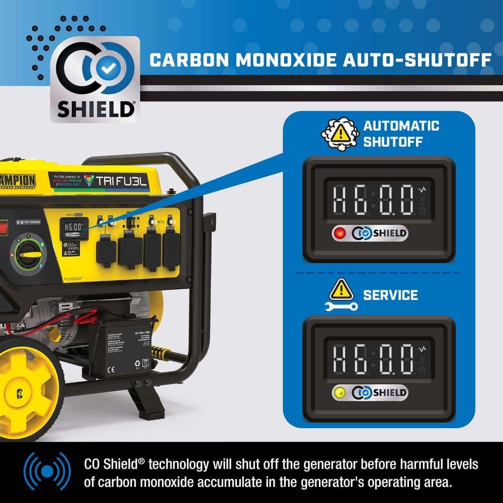 Champion Power Equipment 11,500/9200-Watt Electric Start Tri Fuel Portable Generator w/ Free 3-Year Warranty for Home Backup and Storm Prep 201412