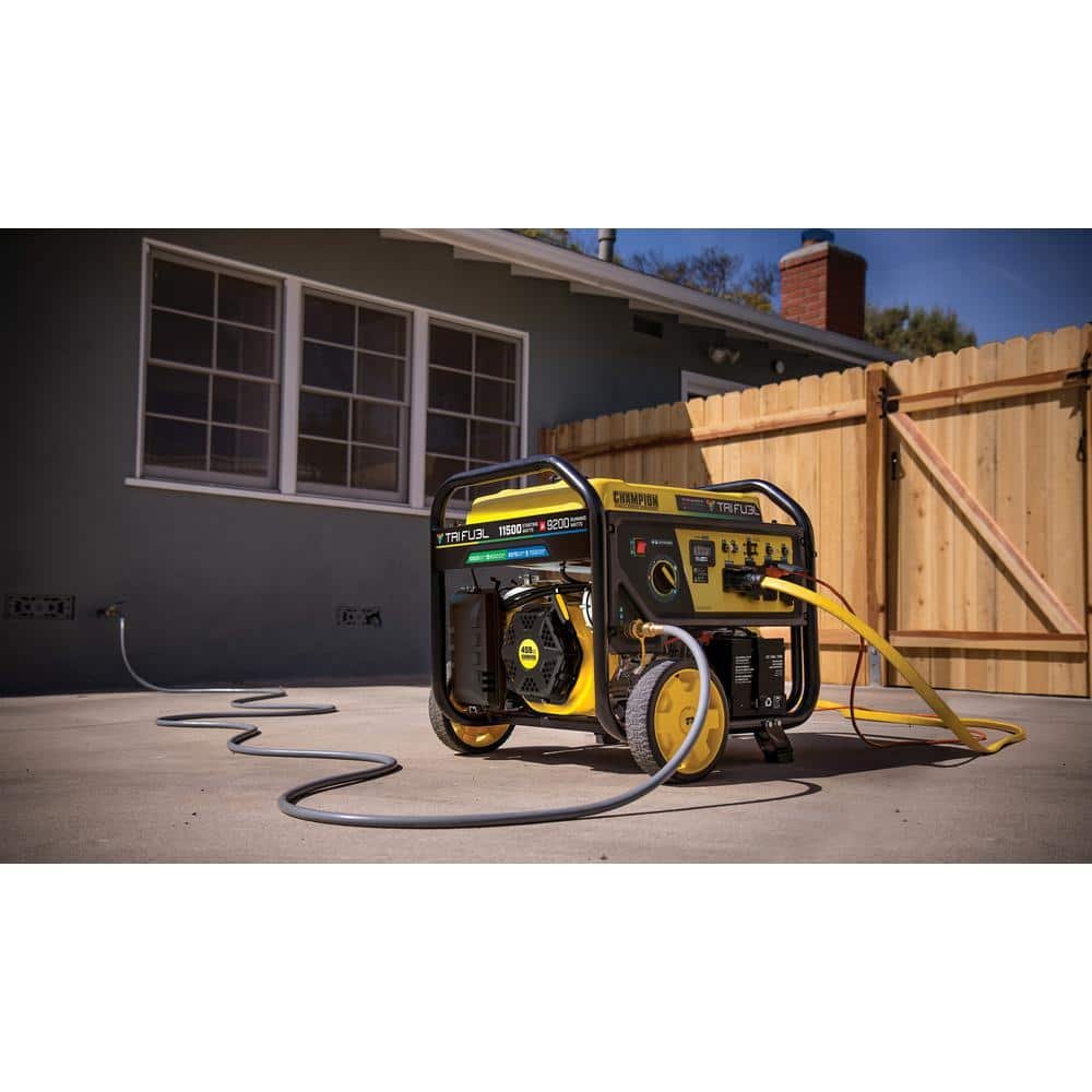 Champion Power Equipment 11,500/9200-Watt Electric Start Tri Fuel Portable Generator w/ Free 3-Year Warranty for Home Backup and Storm Prep 201412
