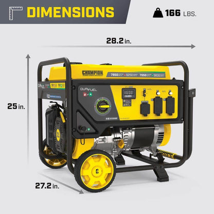 Champion Power Equipment 7850/6250-Watt Recoil Start Dual Fuel Portable Generator w/ Free 3-Year Warranty for Home Backup and Storm Prep 201463