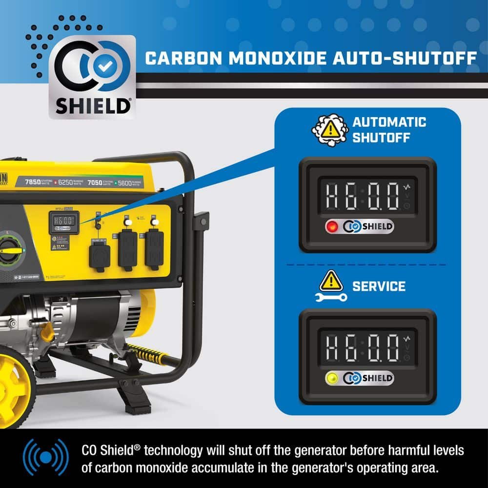 Champion Power Equipment 7850/6250-Watt Recoil Start Dual Fuel Portable Generator w/ Free 3-Year Warranty for Home Backup and Storm Prep 201463