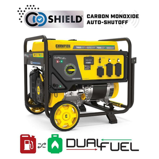 Champion Power Equipment 7850/6250-Watt Recoil Start Dual Fuel Portable Generator w/ Free 3-Year Warranty for Home Backup and Storm Prep 201463
