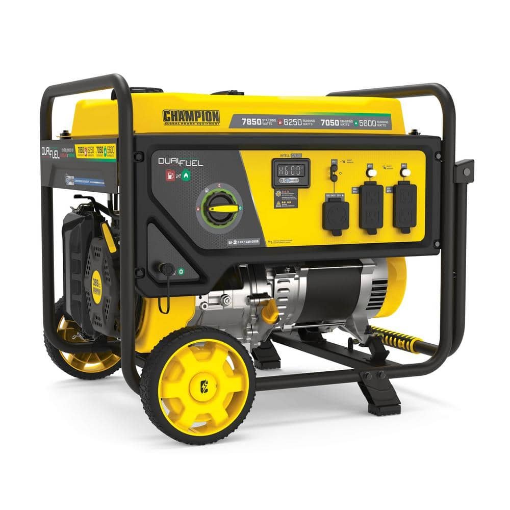 Champion Power Equipment 7850/6250-Watt Recoil Start Dual Fuel Portable Generator w/ Free 3-Year Warranty for Home Backup and Storm Prep 201463