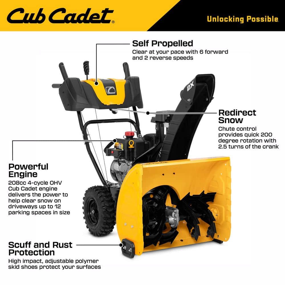 Cub Cadet 2 in. x 24 in. 208 cc Electric Start Gas 2-Stage Snow Blower 2X 24″