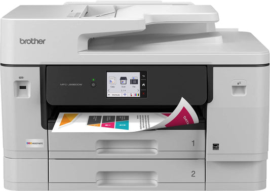Brother – INKvestment 6960 Wireless Color All-in-One Inkjet Printer with 11”x17” capabilities/2 Paper Trays (MFCJ6960DW) – Gray