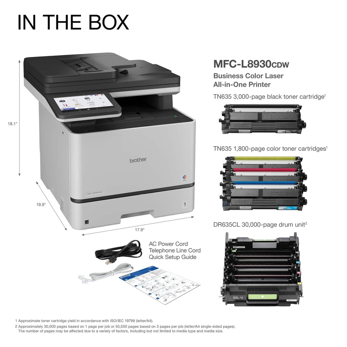 Brother – MFC-L8930CDW Color Laser All-in-One Printer with Duplex Print, Scan, Copy and Low-Cost Printing – White