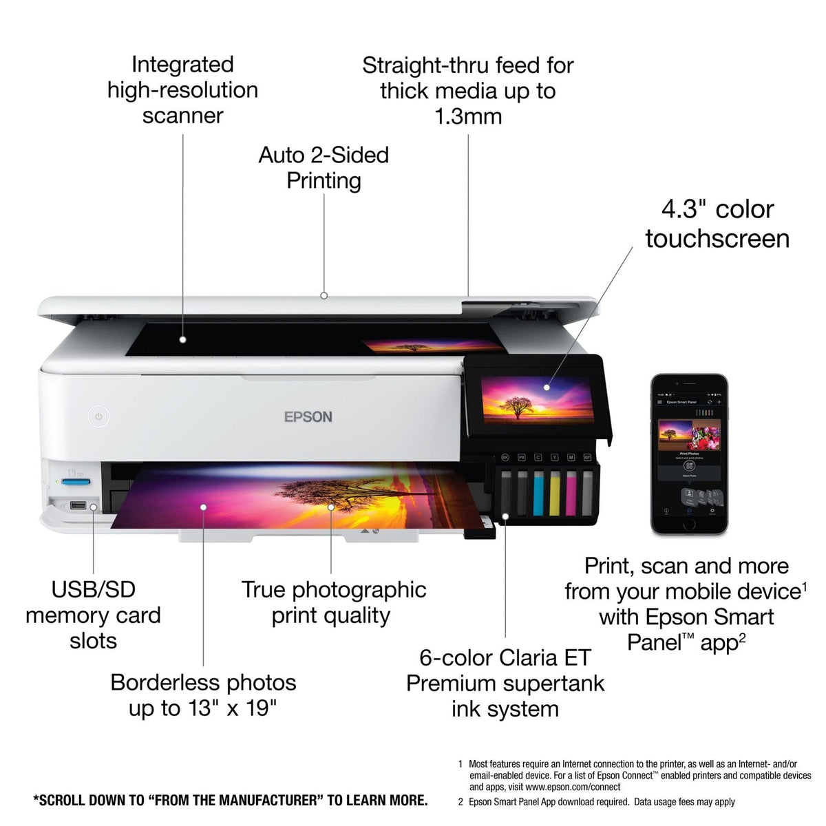 Epson – EcoTank Photo ET-8550 All-in-One Wide-format Supertank Printer – White