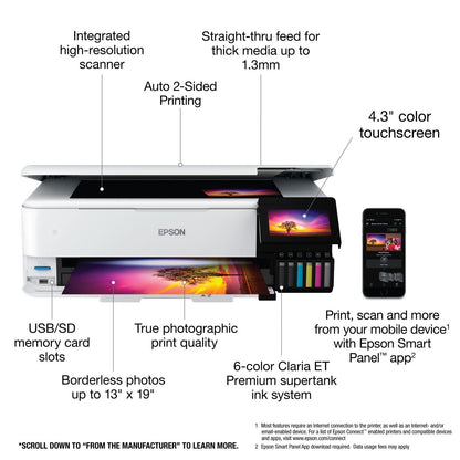 Epson – EcoTank Photo ET-8550 All-in-One Wide-format Supertank Printer – White