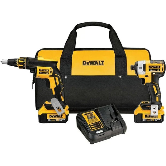 DEWALT 20V MAX XR Cordless Brushless Drywall Screwgun and 1/4 in. Impact Driver Combo Kit with Two 4.0 Ah Batteries – DCK267M2
