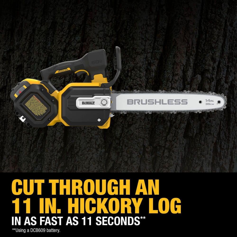 DEWALT FLEXVOLT 60V MAX 14 in. Brushless Cordless Battery Powered Top Handle Chainsaw Kit with (2) 3.0 Ah Batteries and Charger DCCS674X2