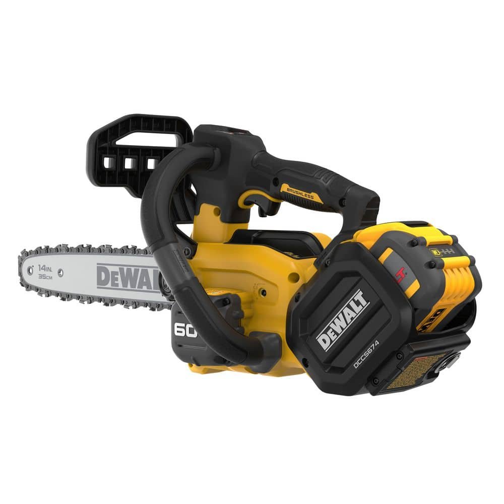 DEWALT FLEXVOLT 60V MAX 14 in. Brushless Cordless Battery Powered Top Handle Chainsaw Kit with (2) 3.0 Ah Batteries and Charger DCCS674X2