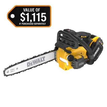 DEWALT FLEXVOLT 60V MAX 14 in. Brushless Cordless Battery Powered Top Handle Chainsaw Kit with (2) 3.0 Ah Batteries and Charger DCCS674X2