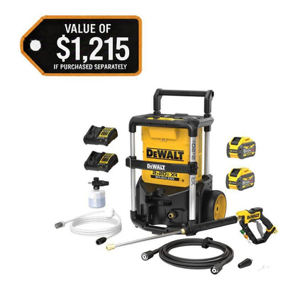 DEWALT 20V MAX 1600 PSI 1.2 GPM Cold Water Cordless Pressure Washer Kit with (2) FLEXVOLT 12 Ah Batteries and (2) Chargers DCPW1600Y2