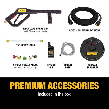 DEWALT 3500 PSI 2.5 GPM Gas Pressure Washer with Surface Cleaner, Heavy-Duty Commercial Cold Water Power Washer DXPW61249S