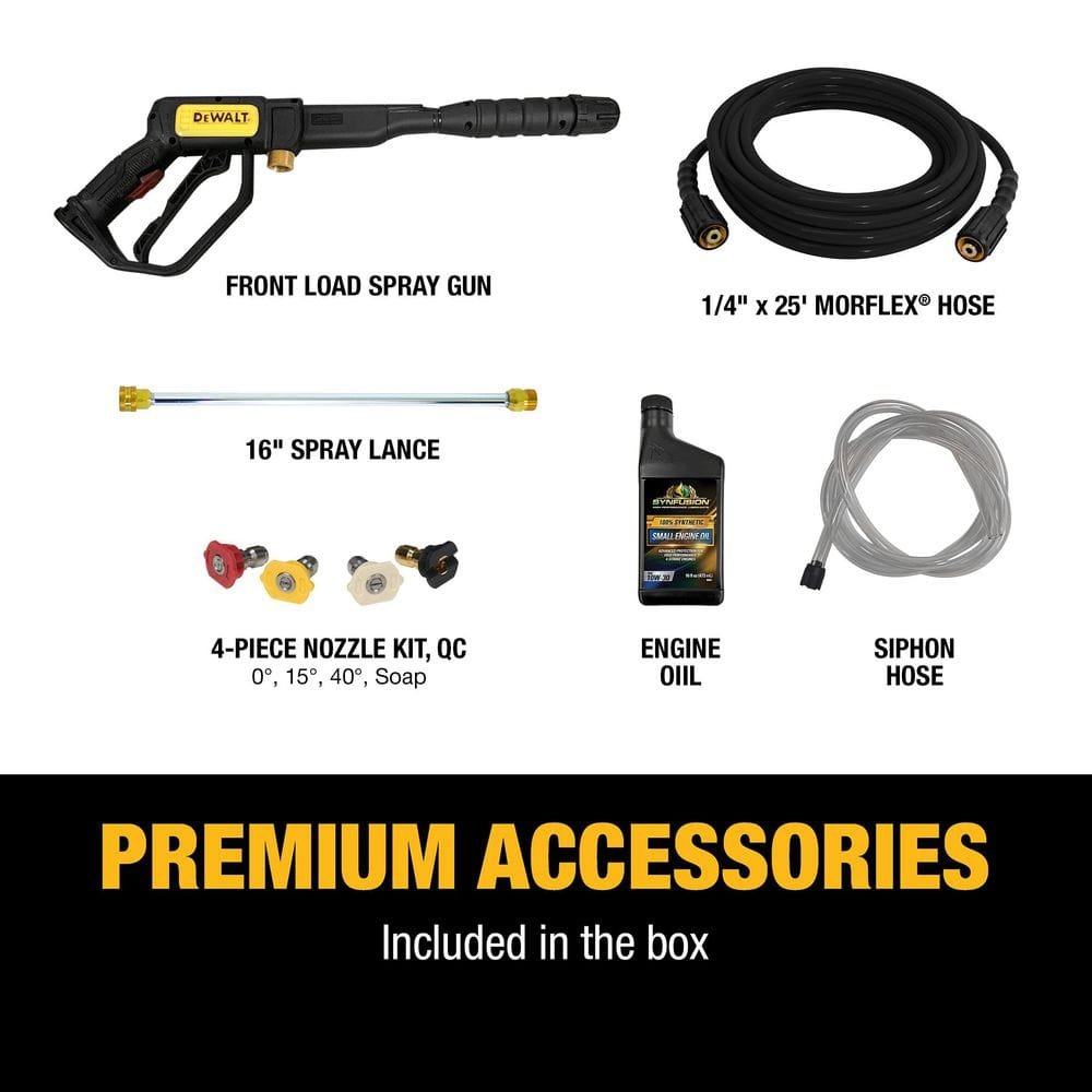 DEWALT 3100 PSI 2.3 GPM Gas Pressure Washer with Maintenance-Free Pump Reliable Residential Cold Water Power Washer DXPW61403-S