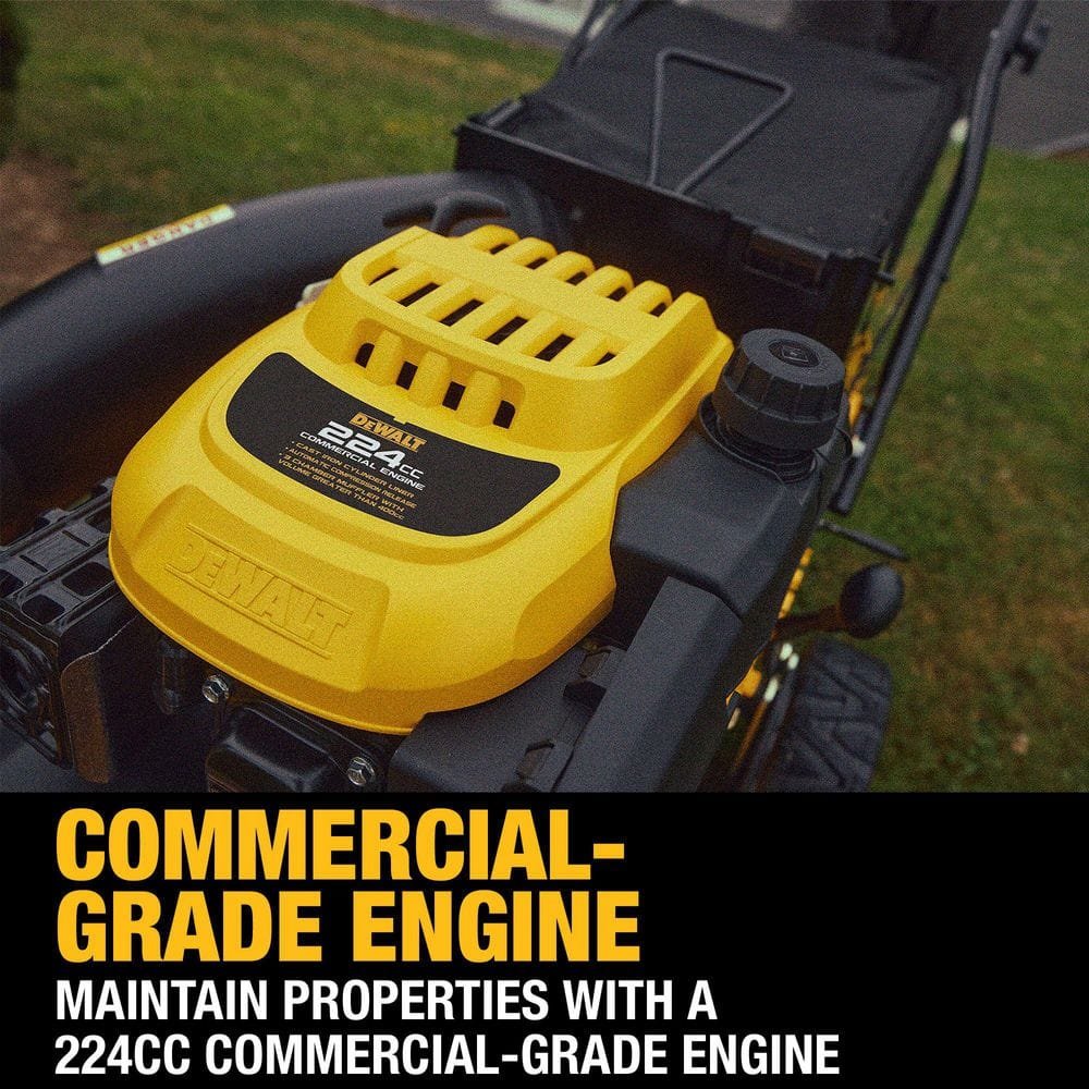 DEWALT 28 in. 224cc E-GOV Engine 3-in-1 Gas RWD Self-Propelled Lawn Mower with High Rear Wheels DW12ABW6RK039