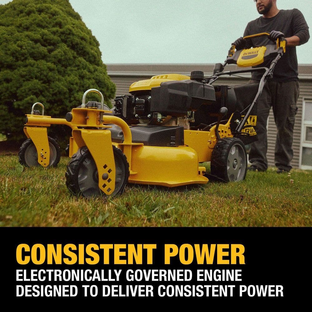 DEWALT 28 in. 224cc E-GOV Engine 3-in-1 Gas RWD Self-Propelled Lawn Mower with High Rear Wheels DW12ABW6RK039