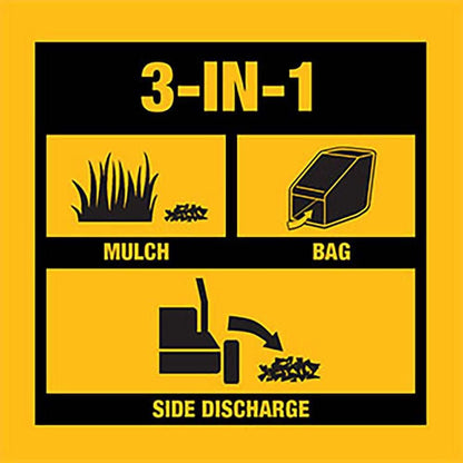 DEWALT 28 in. 224cc E-GOV Engine 3-in-1 Gas RWD Self-Propelled Lawn Mower with High Rear Wheels DW12ABW6RK039