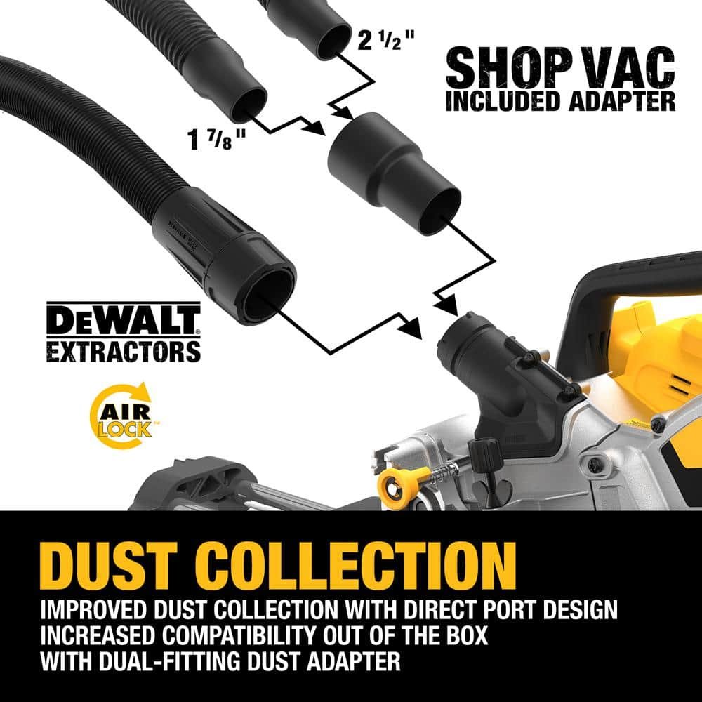 DEWALT 60V Lithium-Ion 12 in. Cordless Sliding Miter Saw (Tool Only) and 32-1/2 in. x 60 in. Rolling Miter Saw Stand DCS781BWDWX726