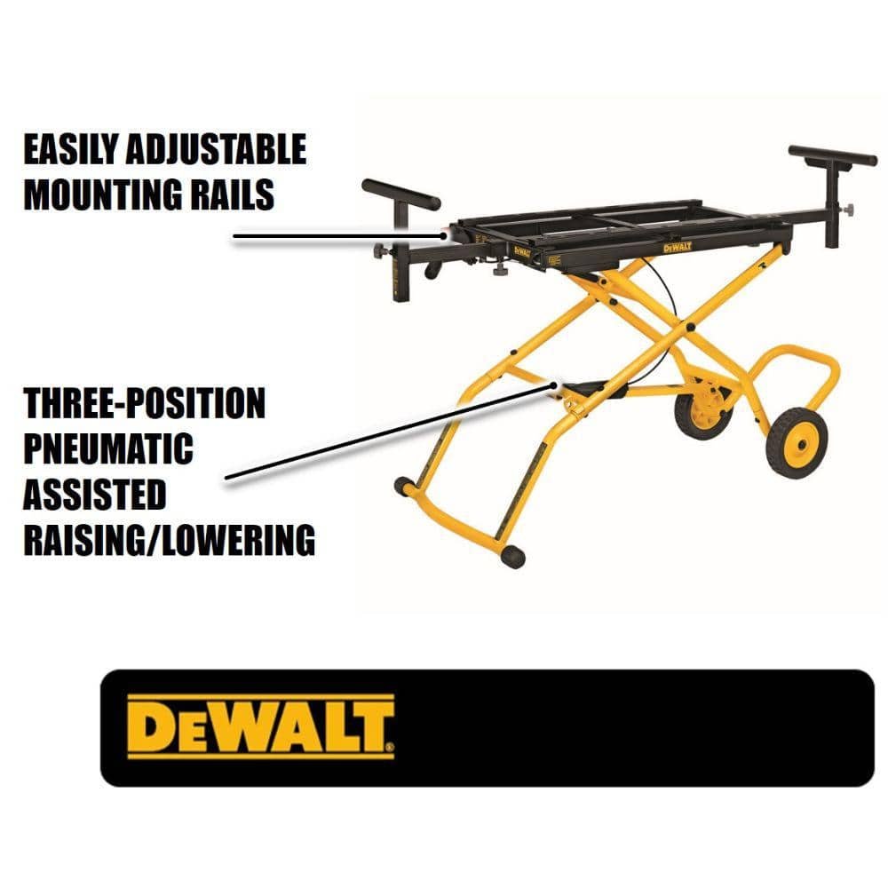 DEWALT 60V Lithium-Ion 12 in. Cordless Sliding Miter Saw (Tool Only) and 32-1/2 in. x 60 in. Rolling Miter Saw Stand DCS781BWDWX726